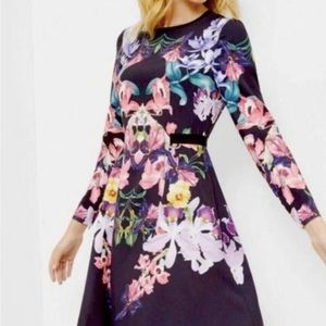 Ted Baker Toona Dress Black Pink Lost Garden